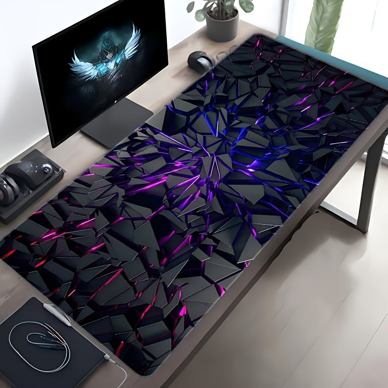 Oversized (150x80cm) Small (70x30cm) Modern Black Mouse Pad Featuring Bright Neon Designs - Premium Quality with a Rubber Backing - Sturdy Desk Mat Suitable for Gaming And Office Aesthetics - Perfect Present for Christmas And