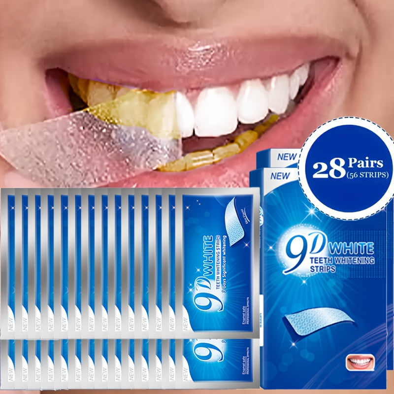 56pcs/28 pairs 9D Teeth Strips Set, Safe and, Removes Dirt, Brightens Teeth