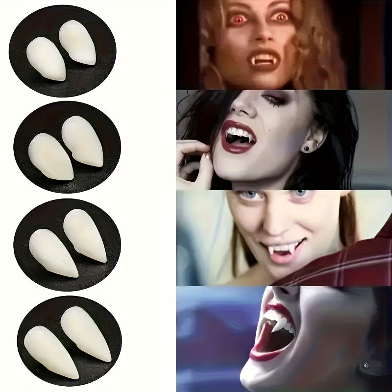 8 PCS Set of Halloween Costume Teeth, Suitable for Role-Playing And Christmas New Year Party Outfits, Made of Plastic, Fun Holiday Gift, Carnival Additions, Masquerade Costume, Thermoplastic Vampire Fangs