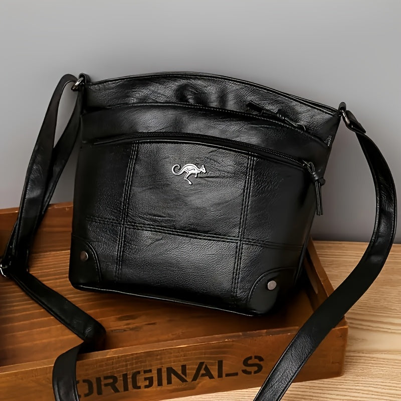 Black/Brown Color Women's Elegant Retro Crossbody Bag - Large Capacity Lightweight Handbag with Adjustable Strap, Zipper Closure & Multiple Pockets