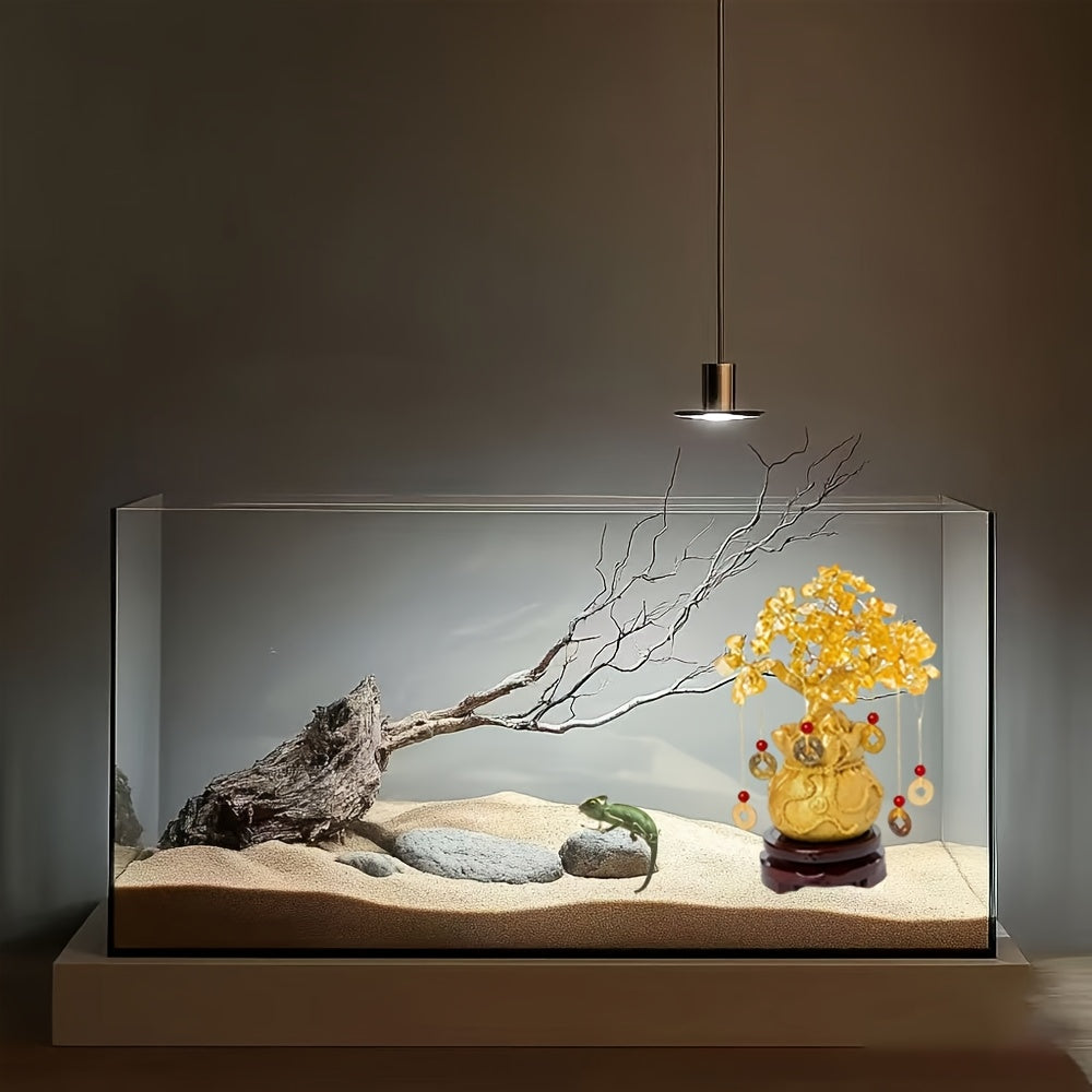 Exquisite Resin Wealth Tree with Natural Crystal Leaves - Attract Wealth and Prosperity, Feng Shui Inspired Home Decor, Unique Business Gift, Auspicious Wealth Symbol, Suitable for Reptile Habitat Trees