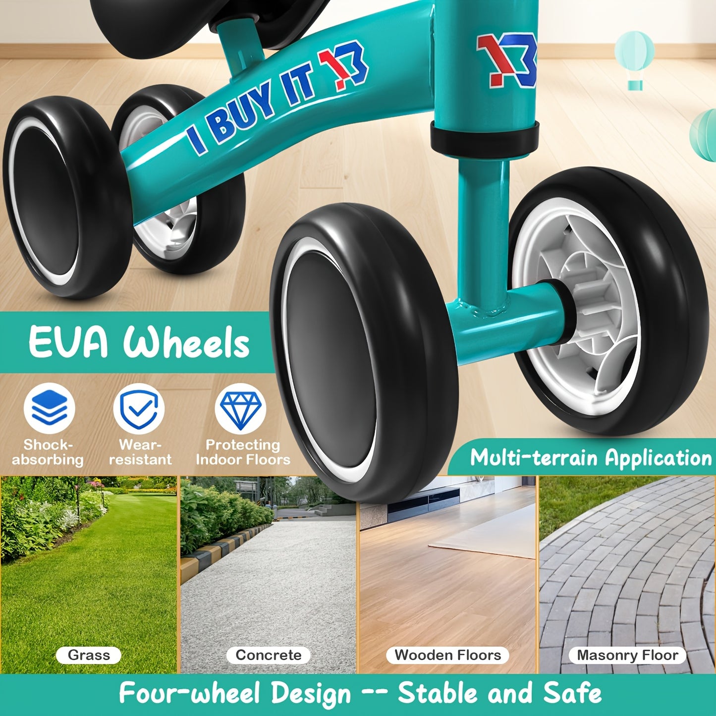 8 Months+ Baby Balance Bike, Indoor Outdoor Baby Ride on Bike, No Pedals Training Bike for Boys Girls Toddlers First Bike, Kids Best Gift