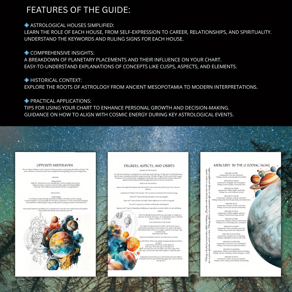 Astrology Guide: Learn About Natal Charts, Birth Chart, Zodiac Signs, and Planets, Beginner'S Guide with Zodiac Symbols, Planetary Meanings & Astrological Chart Interpretation, Undated Edition for Adult