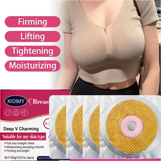 4 PCS Set of Instant Lift And Firm Breast Patches, Providing Intense Hydration And Deep Nourishment, Making The Skin on The Breasts Softer And More Hydrated, Infused with Aloe Vera And Hyaluronic Acid, Suitable for All Skin T