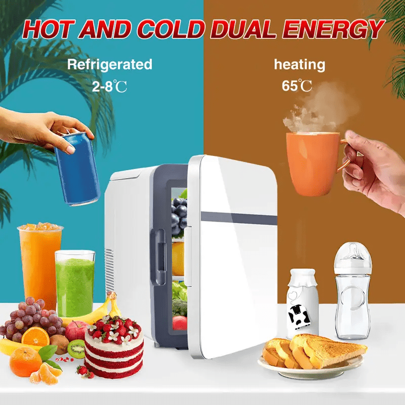 10L Portable Mini Fridge for Travel Outdoor Camping  Bedroom, Freezer Cooler and Warmer, Compact Design with Low Noise,  Food & Drink, Perfect for Small Spaces, Mini Refrigerator
