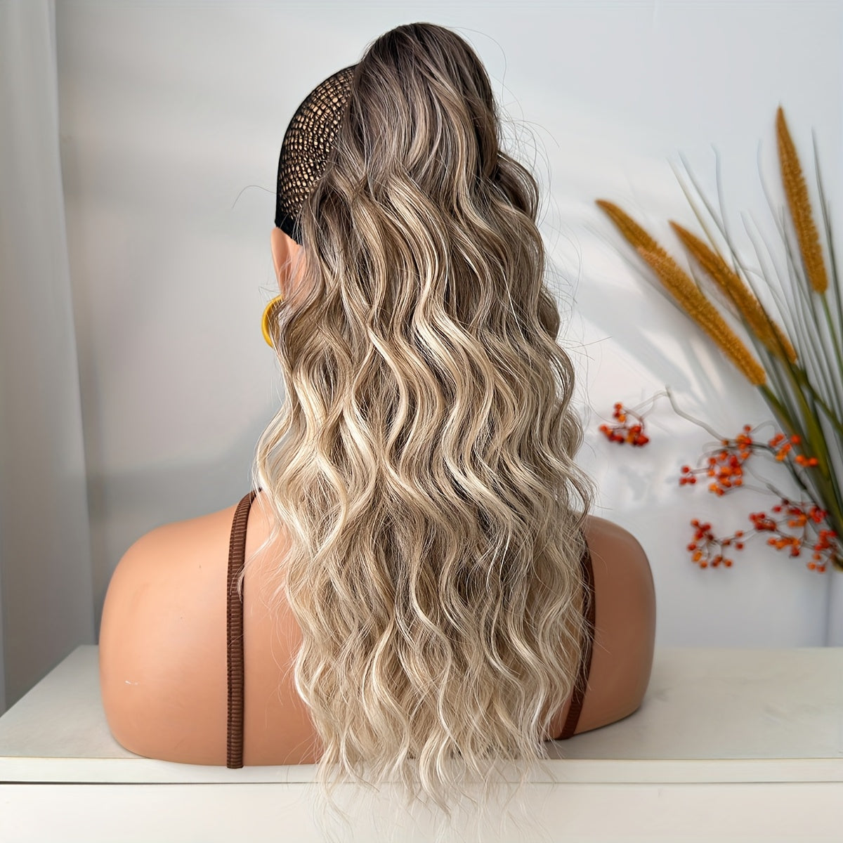 8 Colors Claw Shaped Ponytail Extension Hair Accessory Gradient Wig Multi-Color Wig 45.72 cm Water Ripple Heat-resistant Fiber Synthetic Ponytail Wig,  Women's Daily Use Hair Care Supplies