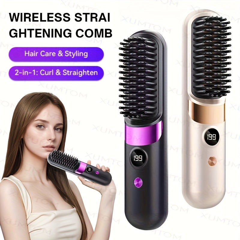NEW Portable And Wireless Straightener, Quick, Constant Temperature Anti-Scald Design, Smart LED Digital Display, USB Charging, Exquisite And Lightweight, Suitable for Home Travel, an Ideal Gift for Women, Professional Stylin