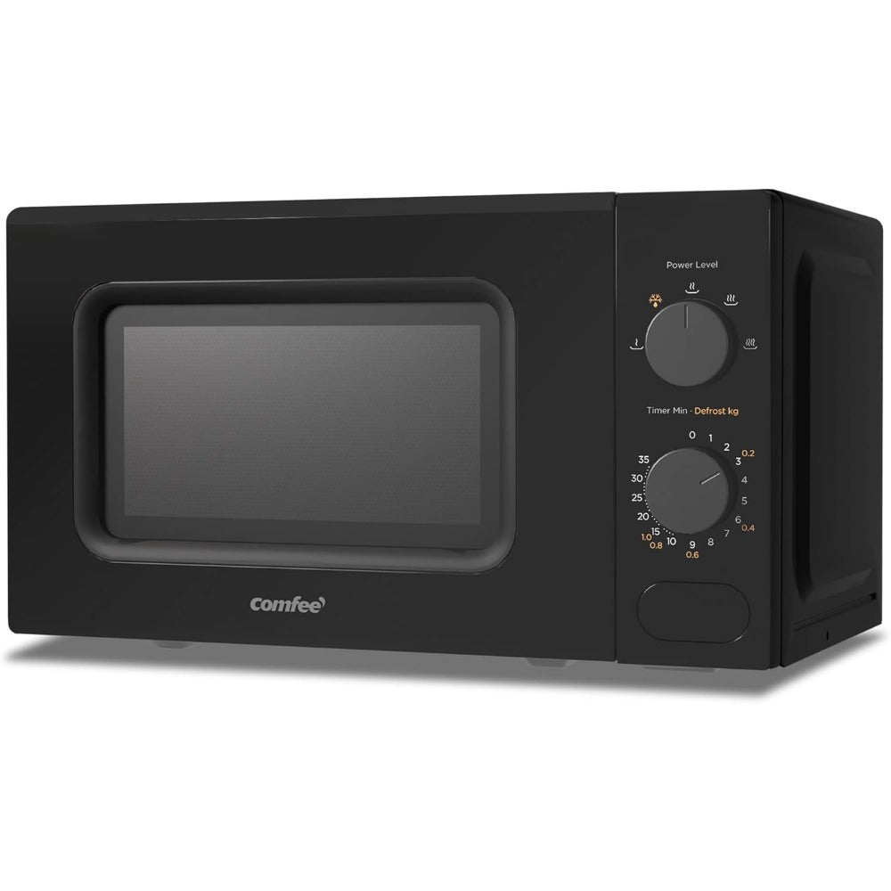 20L Large Capacity Midea COMFEE' Black Compact Microwave Oven 700W with Manual Control - 20L Countertop Microwave for Small Kitchens, Dorms & Studios, 5 Power Levels & Quick Defrost