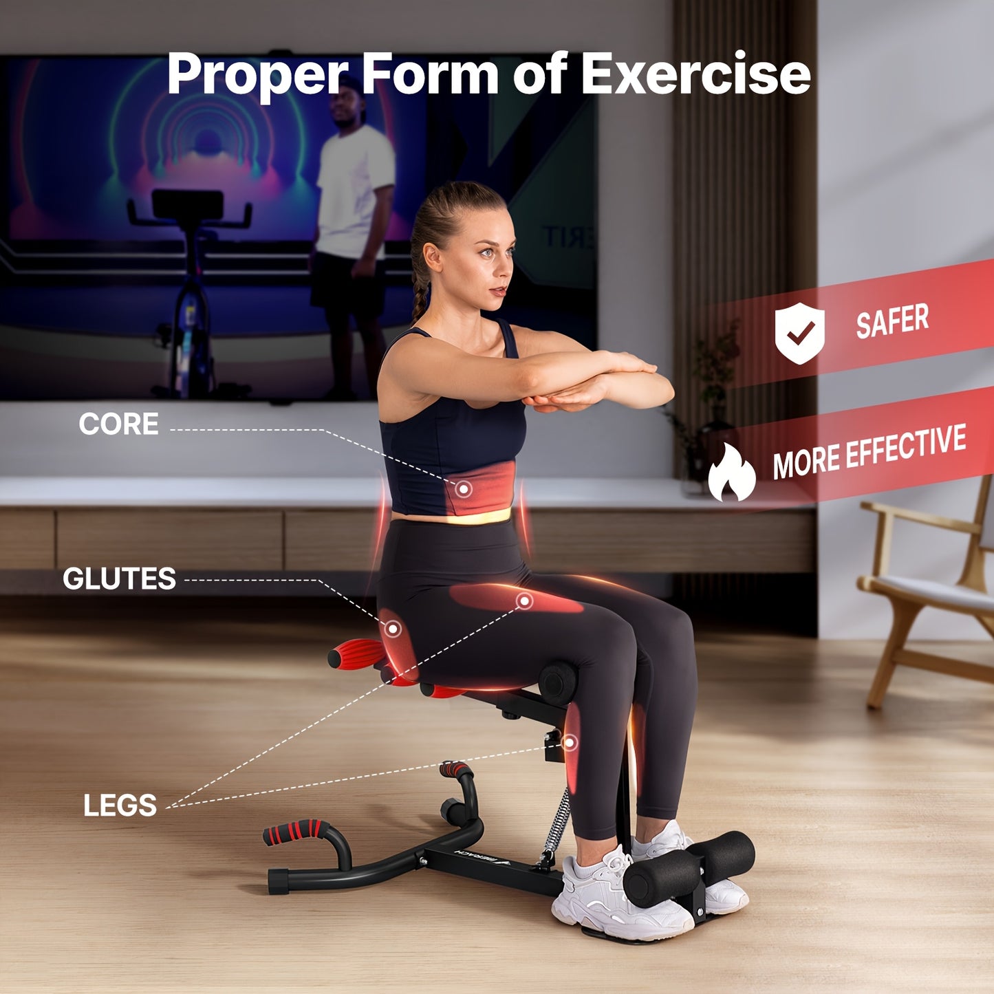 Home Gym  Women Men Training Squat Machine Adjustable with 3-Level Resistance, 136.08KG Weight Capacity, Safe & Easy-to-Use Squat Trainer Suitable for Fitness, Strength Training, Knee/Back, Compact (No Electronics)