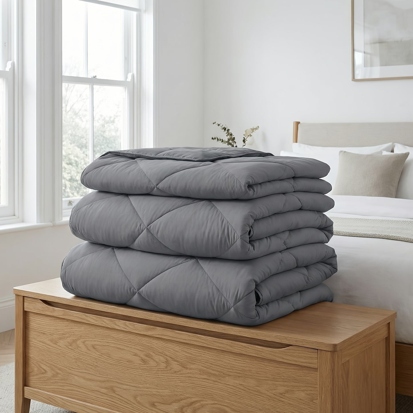 Tog 2.5 | 7.5 | 13.5 Grey All-Weather Diamond Patterned Duvet Quilt Comforter | All-Weather Airy Lightweight Cozy Bedding for Home And Hotel