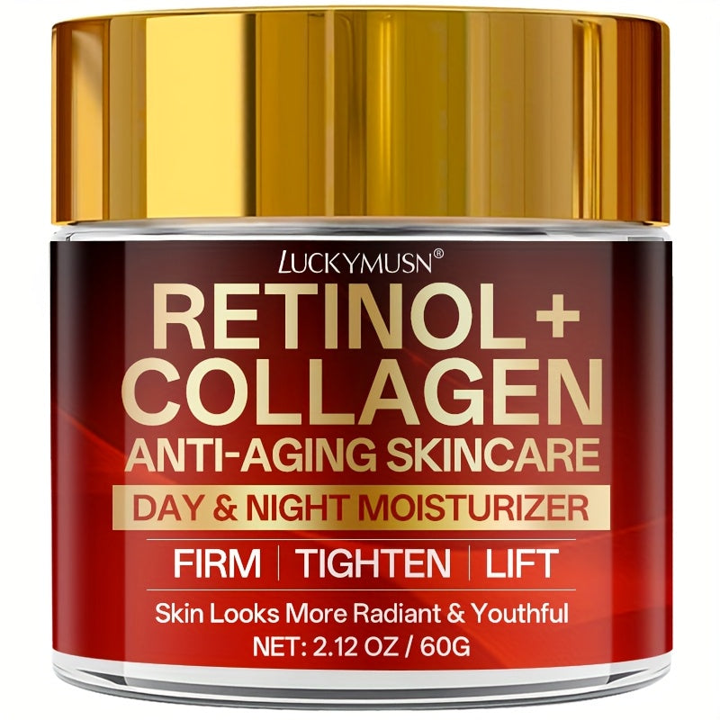 Retinol Collagen Cream That Hydrates, Tightens, And Lifts Drooping Skin, Enhances Elasticity, Balances Skin Tone, Includes Hyaluronic Acid, Vitamin C, And Peptides, Giving The Skin a Youthful And Radiant Appearance, Appropria