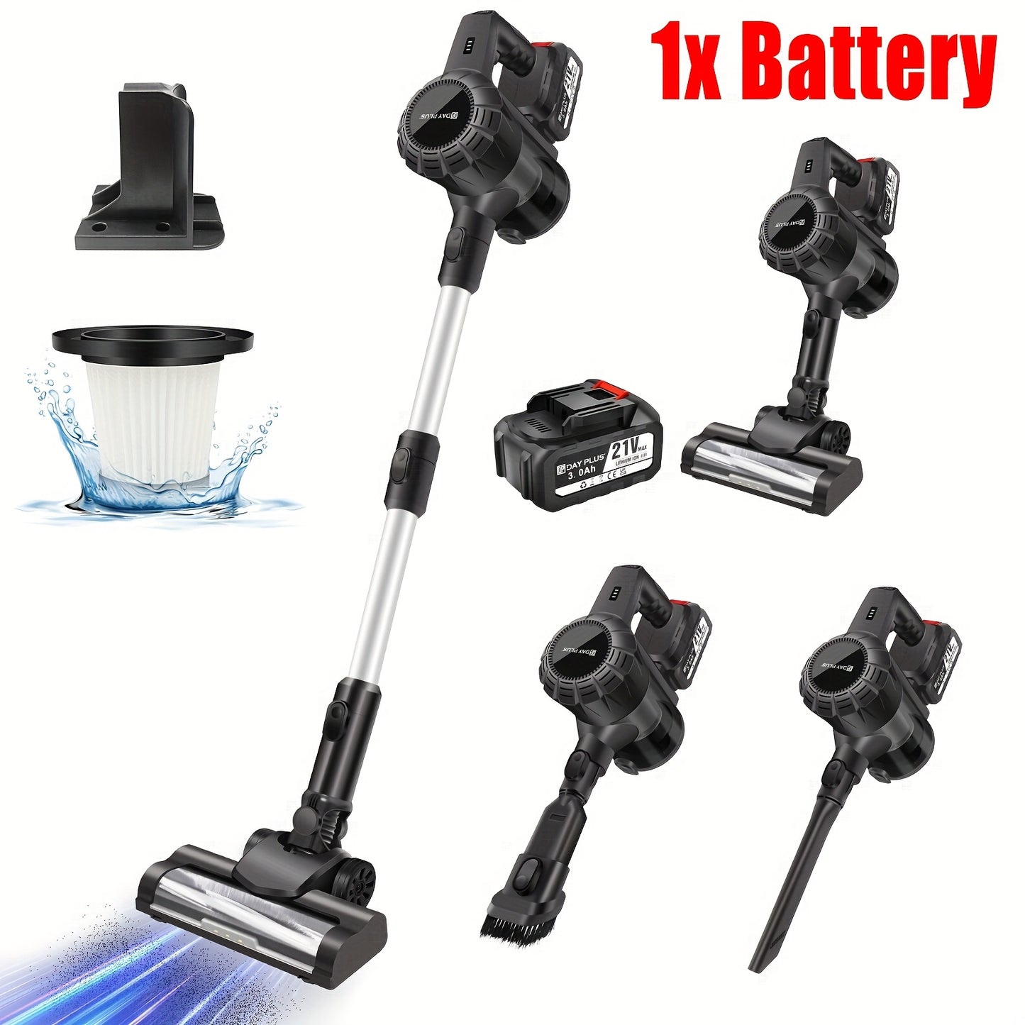 6in 1 Cordless Vacuum Cleaner 45KPA Cordless Stick Vacuum Battery LED Display Self-Standing Vacuum, Lightweight Vacuums Handheld Bagless Vacuum Cleaners for Pet Hair/Carpets/Floors Cleaning Cleaner