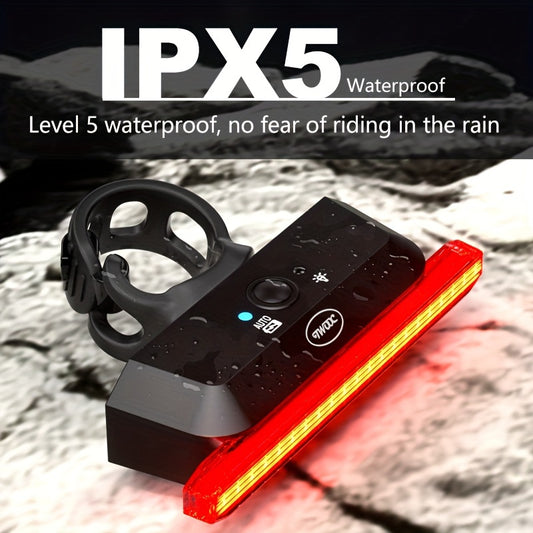 NEW Bike Tail Light, USB-C Rechargeable 30H Runtime Ultra Bright LED Bike Rear Light with Smart Brake, IPX5 Light, 6 Modes, USB Cable Included, 36V Compatible for Mountain/Road ( Post Mounted)
