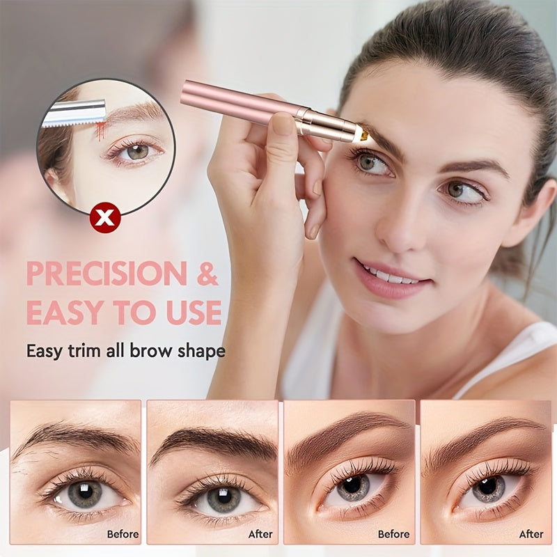 Portable Rechargeable Electric Eyebrow and Bikini Area Trimmer with 4 Blades Heads| Stainless Steel Blades, USB Charging, Suitable for Eyebrows, Armpits, Arms, Fingers, Legs