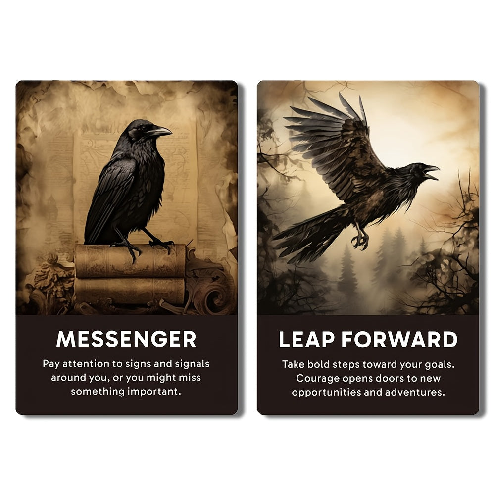 50 Crow's Insight Oracle Cards | Tarot Cards for Mindfulness Practitioners, Personal Reading and Reflection, 12*8cm, Mixed Color Cardboard, Gaming Gift