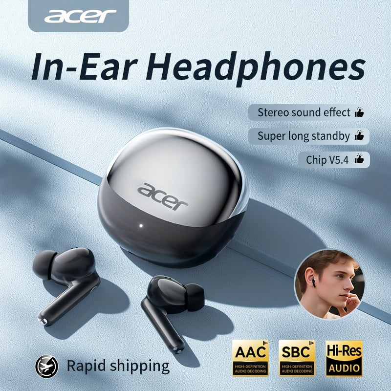 Original Acer Official Genuine Product] In-Ear Design | TWS Wireless Earbuds | Stereo | Deep Bass | Low Latency for Calls | Comfortable Fit (For Study/Business/Sports/Running/Fitness) | Portable Design | Multi-Device Compatib
