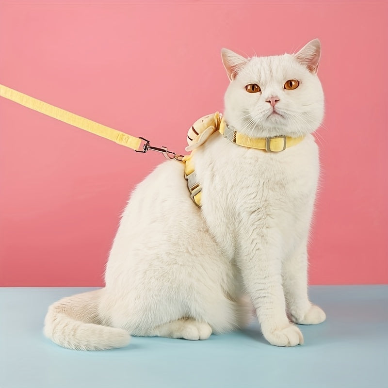 Escape-Proof Cat Harness Vest Cat Leash Chest Strap Set Anti-break Out Special Leash Adjustable Chest Back Cat Leash