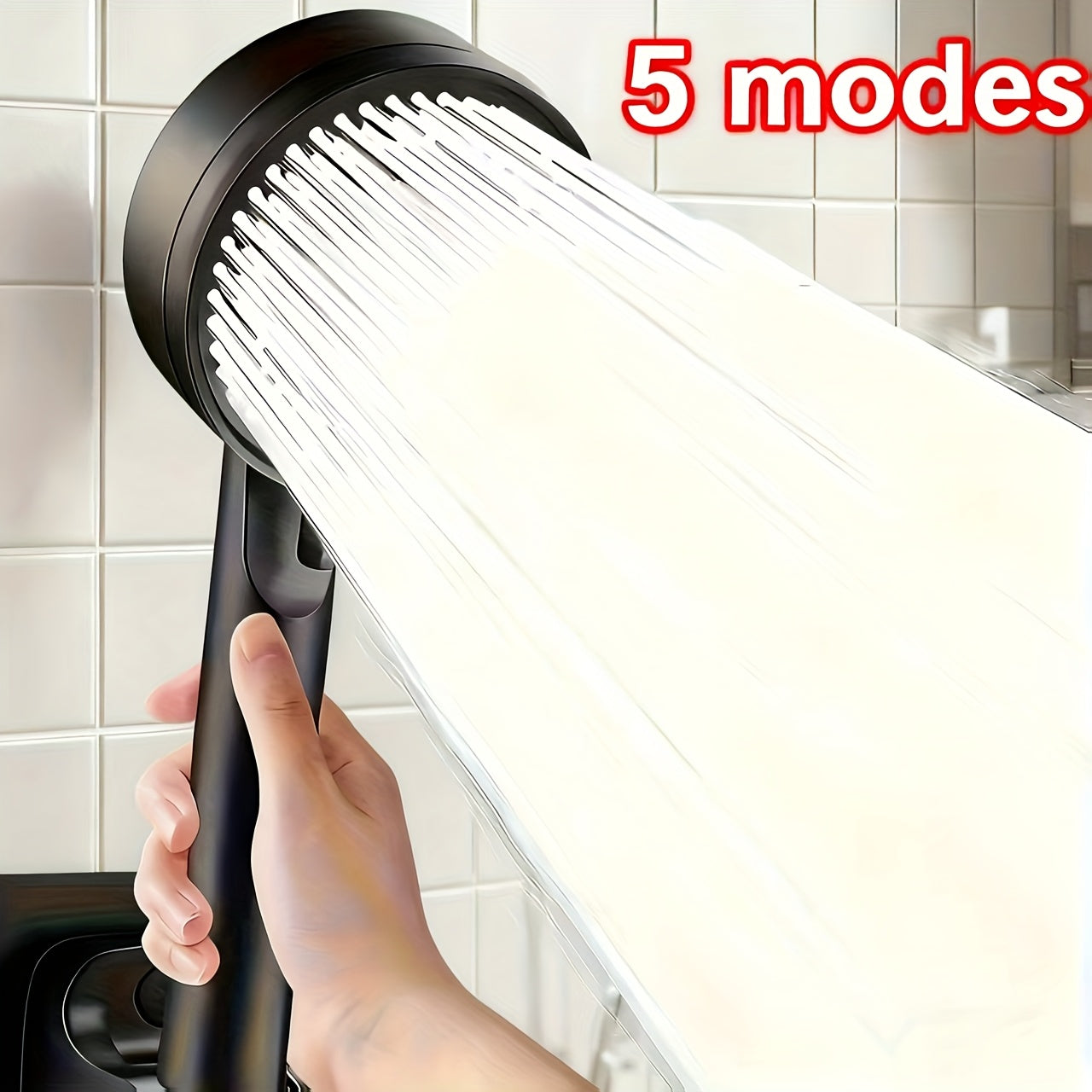 NEW Arrivals Advanced Black 5 Modes High Pressure Shower Head - Water Saving, Adjustable Head Handheld Shower Head, Enhancing Bathing Experience, Easy Installation, Bathroom Additions