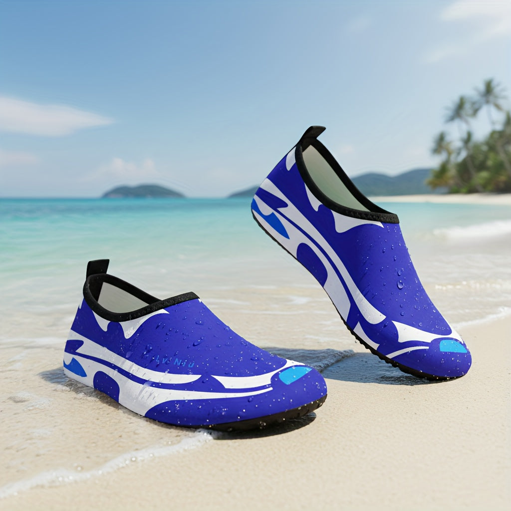 Quick-Dry Water Shoes for Men & Women - Lightweight Breathable Fabric with TPR Sole, Black & Blue Accents - Perfect for Swimming, Beach, Yoga, Camping & Outdoor Activities - Summer Essential, Beach Footwear, Sleek Design, Fle