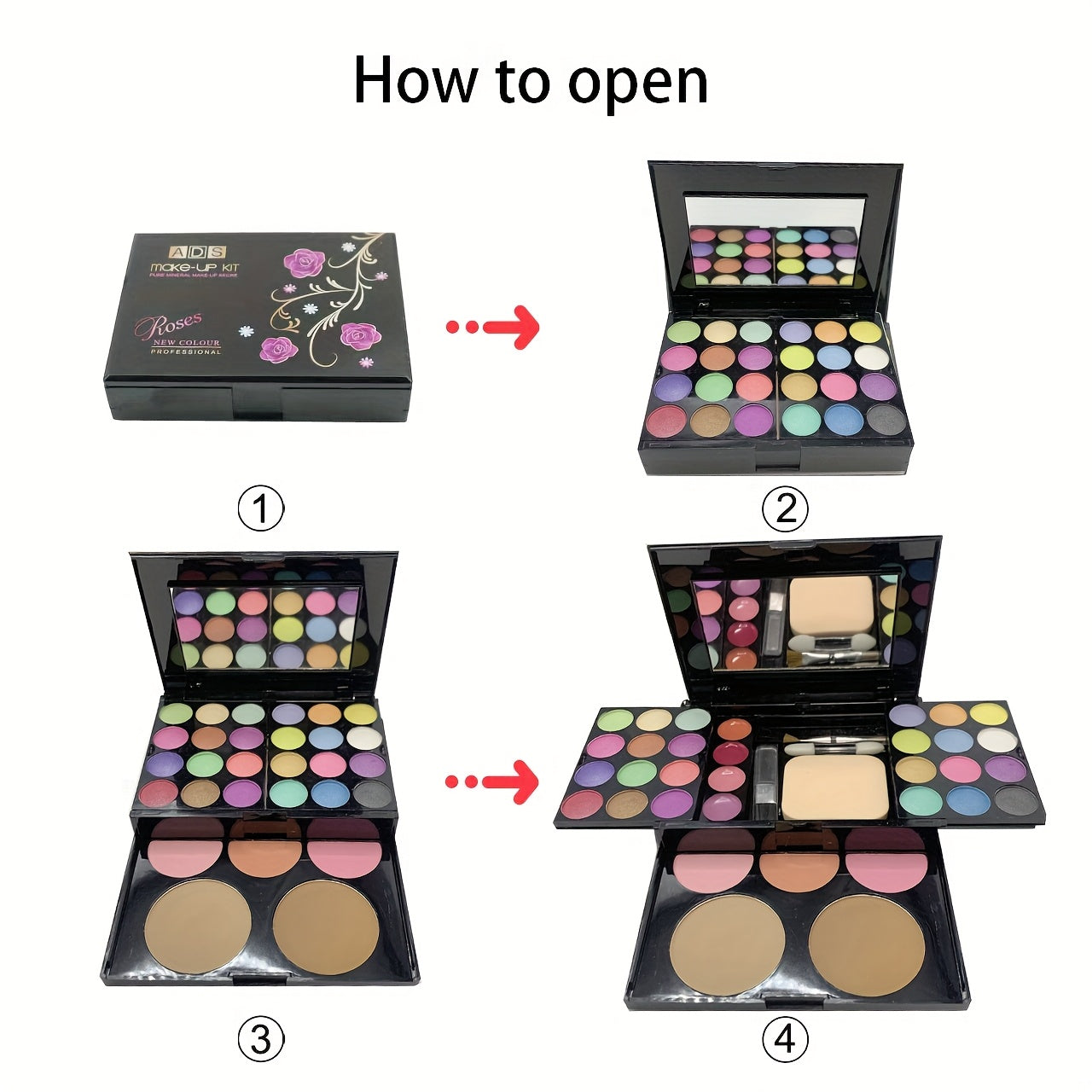 Multifunctional Makeup Palette - 24 Eyeshadows + 3 Blushes + 2 Contour Powders + 4 Lip Glosses + Brush | Compact And Portable Set | Waterproof And Natural End