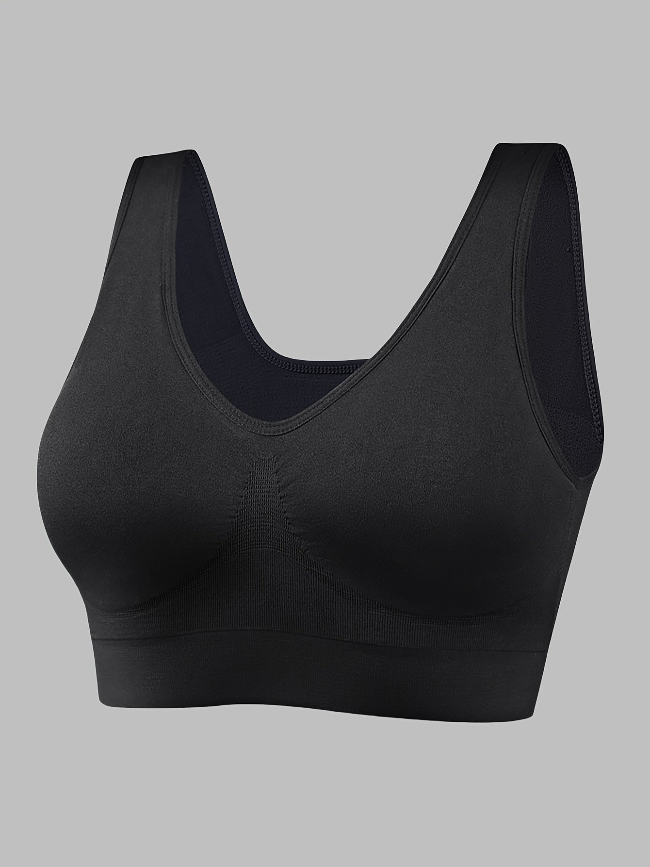 5 PCS Set S-2XL Plus Size Women's Sports Bras Set,  Solid Non Padded Seamless Running Versatile Bralette Outdoor Fitness Gym Yoga Pilates Bra Tops Big Girls Underwear Sets Sports Apparel Accessories