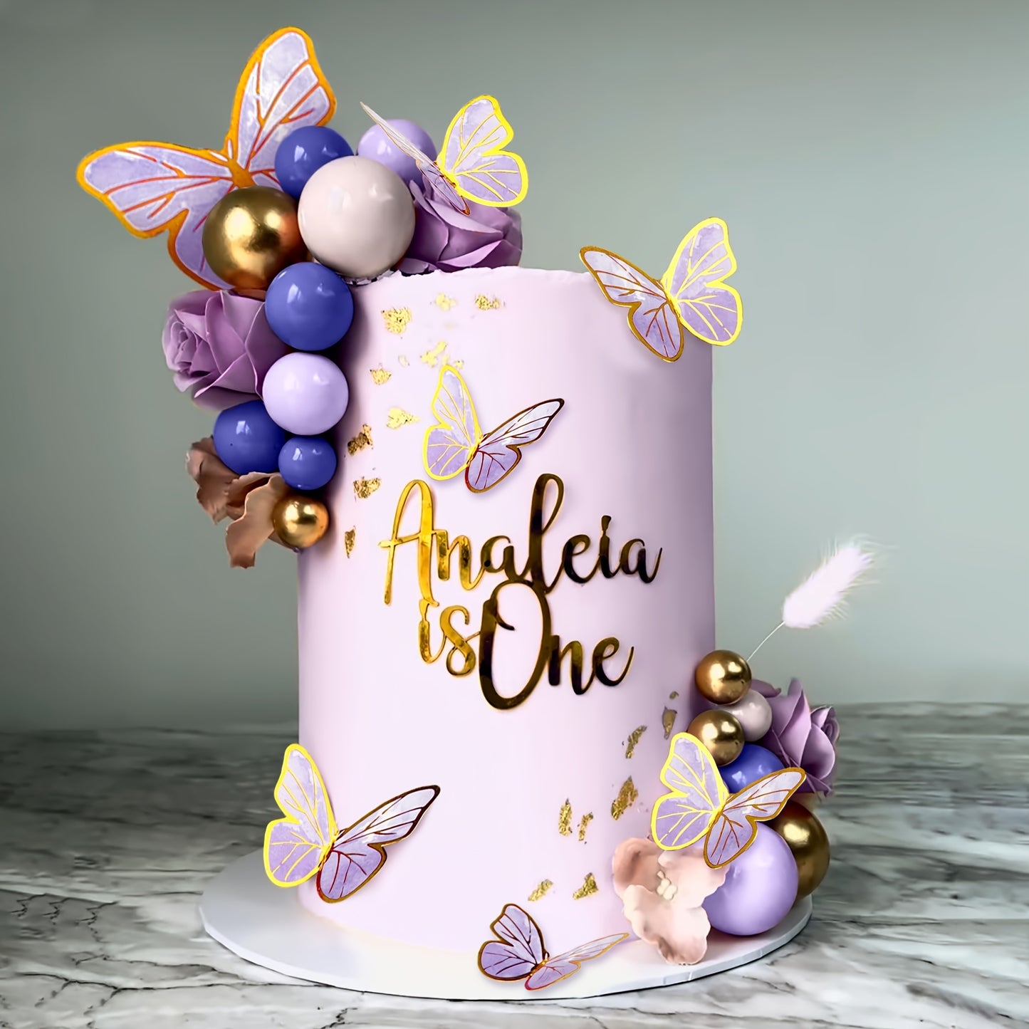 31pcs Purple Butterfly Cake Decorations with Golden Glitter Accents - Elegant Birthday Party Supplies for Baby Showers, Bridal Showers, Ladies' Theme Celebrations, Butterfly Cake Decorations, Celebration Dessert Decor, Prince