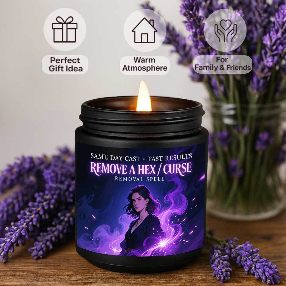 Curse Witchcraft Breaking Spell Candle - Remove Bad Energy & Hex Removal Ritual, Long-Lasting Soy Wax Magic Jar with Lavender Scent, & Rebound Spell for s, Witchcraft Gift for Women/Men (Halloween, Christmas, New Year) - Use