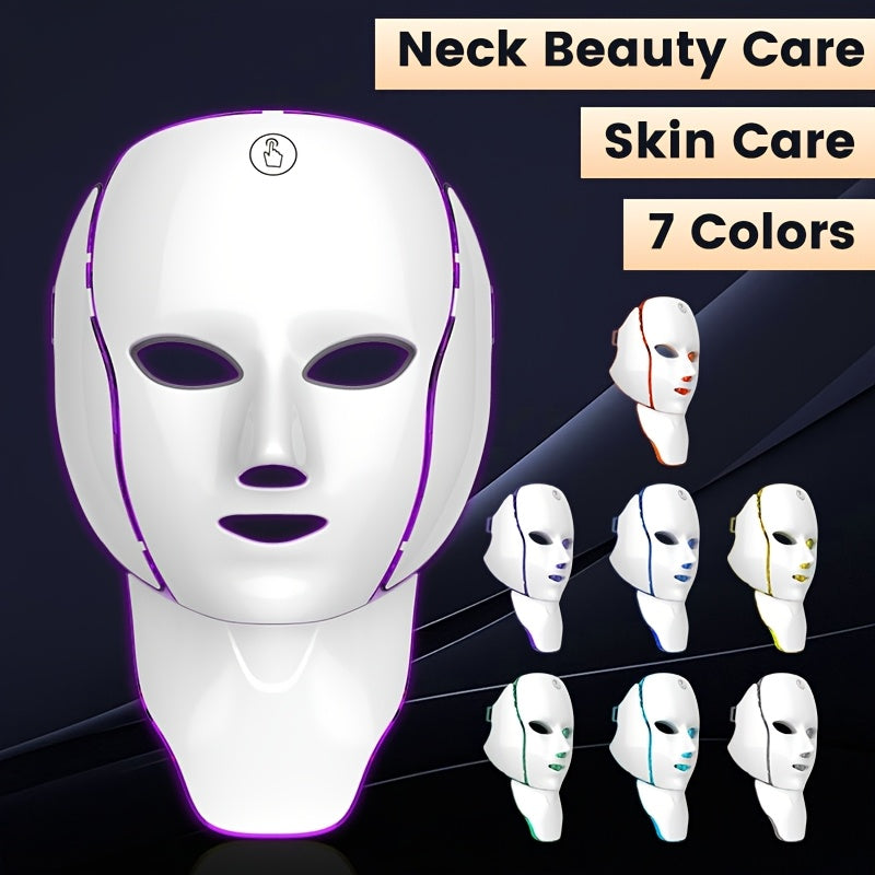 7-Color Multifunctional Portable Facial and Neck Mask Machine | USB Charging, 600mAh Rechargeable Battery, Touch Screen, Wireless, Reusable, Suitable for Both Men and Women, Ideal for Home and Salon Use, Perfect Valentine'S D