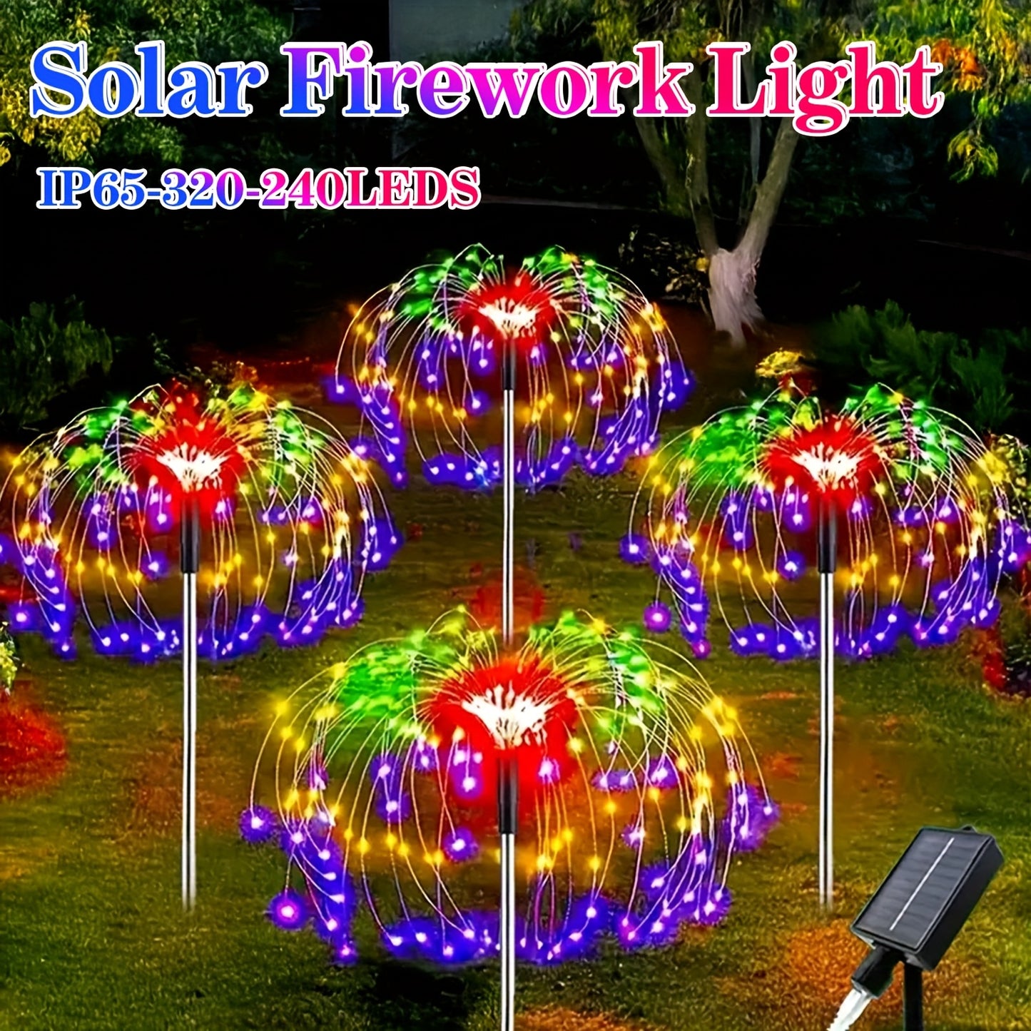 4 Pack Solar Firework Lights, Solar Garden Lights, 320/240 LED 8 Modes IP 65 Copper Wires String DIY Landscape Light for Outside, Wedding, Party, Patio Home Lawn Christmas Decorative, Christmas lights-Outdoor Lighting
