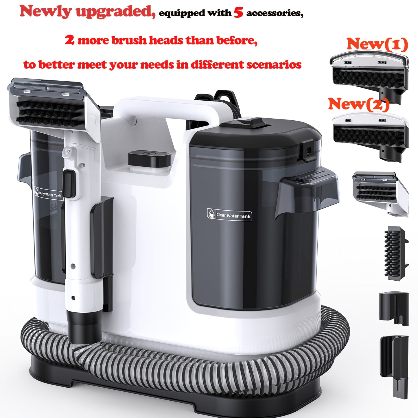 NEW Set Portable Instant Heated Function Washing Vacuum Cleaner, Upholstery Spot Cleaner, 20Kpa Multifunctional Handheld Vacuum Cleaner, High Power Carpet Cleaner Machine, Stain Removal, Fabric Washing, for Pets, Stairs, Car