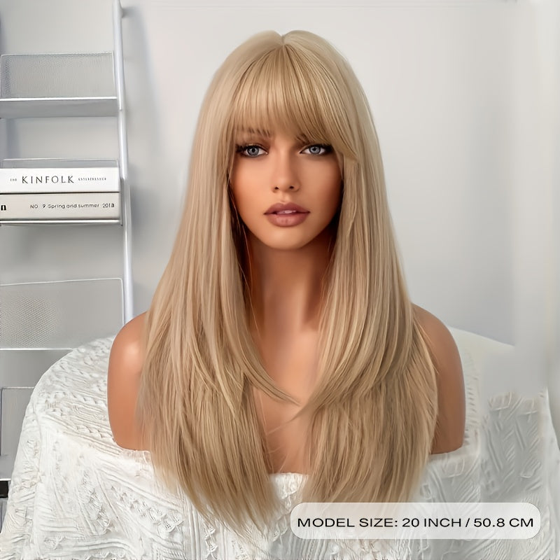 Long Straight Synthetic Heat-Resistant Wig for Women - Density Rose Net Cap, Natural Look for Cosplay, Parties & Role-Play, Easy Maintenance, Adds Volume & Length, Party Hairpiece, Cosplay Accessories