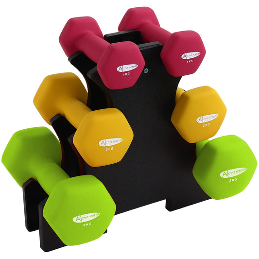 Home Gym Dumbbells  Set (Pair), Neoprene Waterproof Non-Slip Dumbbells (Multi Color 2×(1+2+3) Kg) Muscles Strength Training Bodybuilding Exercise Women Men Sports Accessories