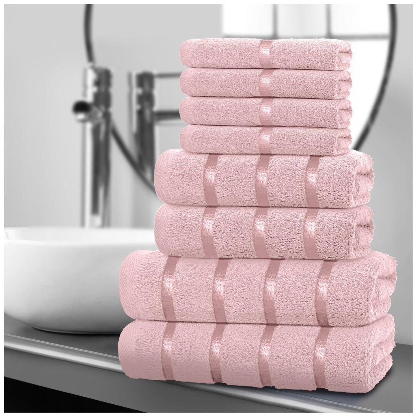 8pcs Egyptian Luxury Cotton Towel Set | Quick-Drying & Highly Absorbent | Includes 4 Face, 2 Hand, 2 Bath Towels | Sophisticated Boston Design | 15 Elegant Colors | Machine Washable