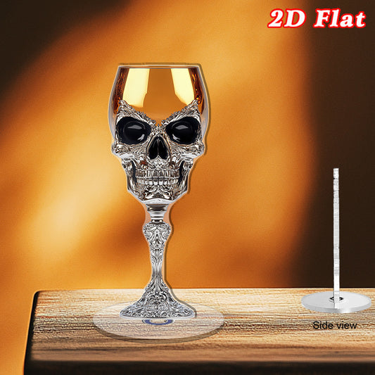 2D Flat Acrylic Skull Wine Glass - a Rotating Tabletop Decoration Designed for a Starry Night Sky, Suitable for New Year And Corporate Decor, Requires No Electricity, Festive Home Accessory, Decorative Glassware, Exquisite Cr