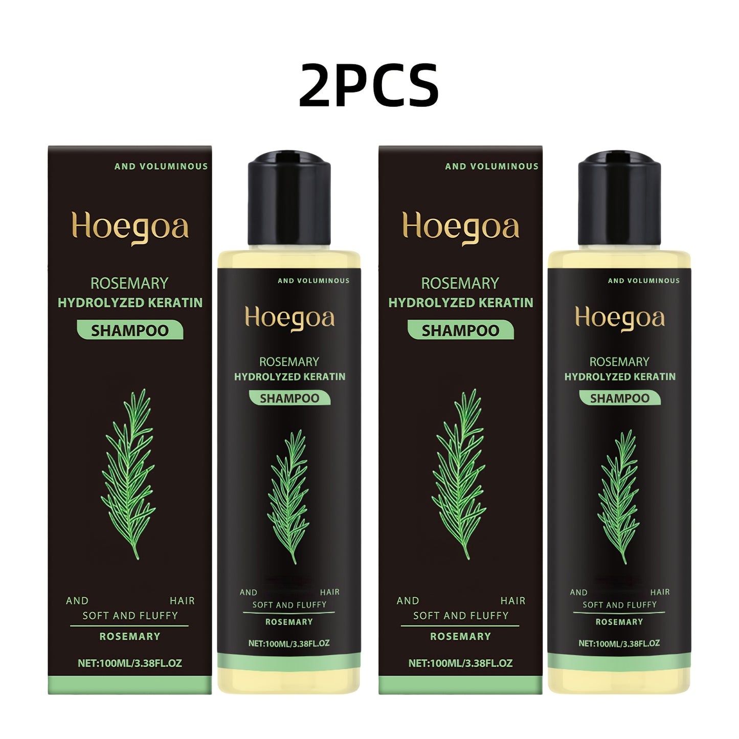 2 Bottles Set Rosemary Thickening Shampoo | Cleans and Strengthens Fragile Hair, Contains Rosemary Extract and Vitamin E, Deep Cleaning, Mild Moisturizing, Plump Herbal Essence, Suitable for All Hair Types