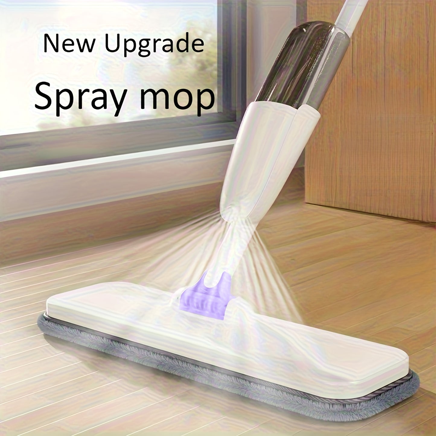 Household Mop + 4 Cloths with Spraying Function, including 4 replaceable cleaning cloths, with 360-degree flexible cleaning-suitable for living room, bedroom, kitchen and bathroom.