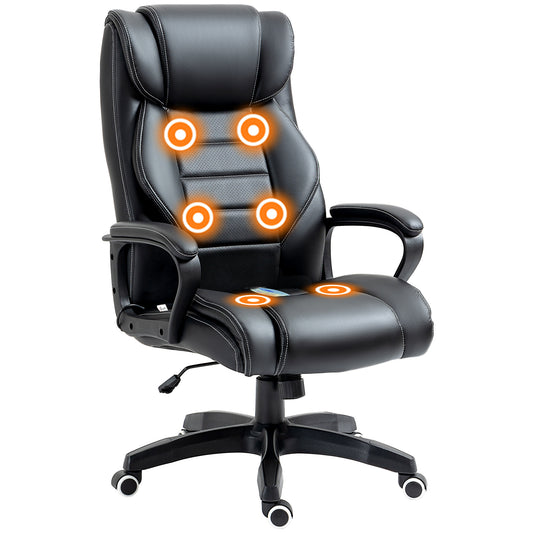 High Back Executive Office Chair 6- Point Vibration Massage Extra Padded Swivel Ergonomic Tilt Desk Seat