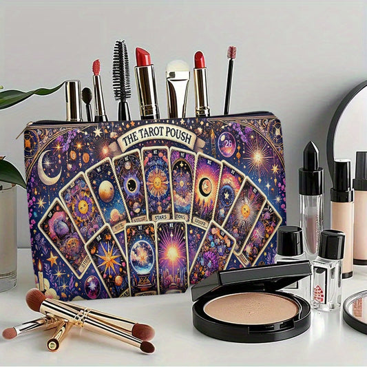 Tarot Cards Cosmetic Bag Tarot Starry Gorgeous Cards, Lightweight Zipper Design Toiletry Bag, Suitable for Travel and Daily Use Multifunctional Storage Bag for Stationery