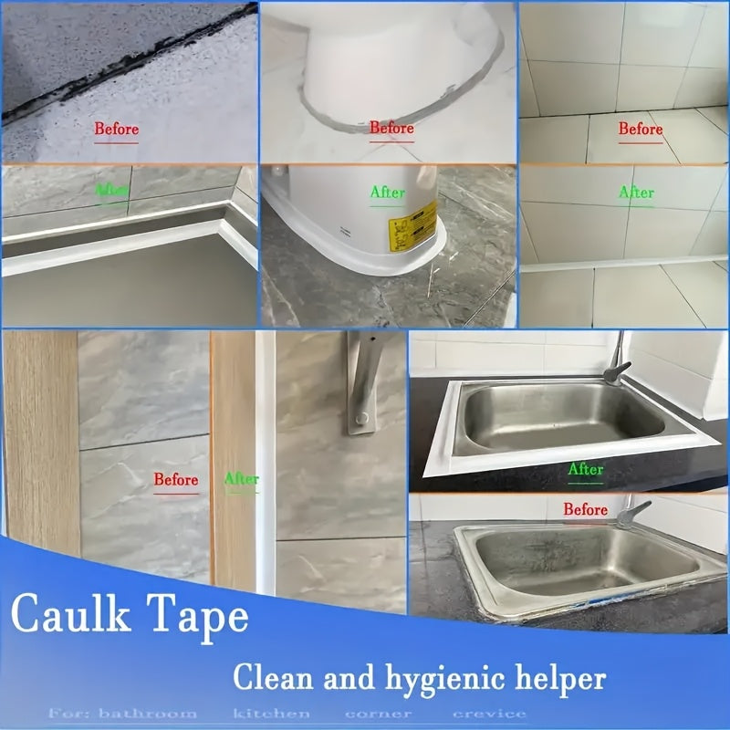 5M Super Adhesive Waterproof White Self-Sealing Strip Tape, Washbasin Bathtub PVC Material, for Kitchen, Bathroom, Toilet, Living Room, Home Appliances, Household Items | Seamless Sealing Strip | Durable Sealant Strip