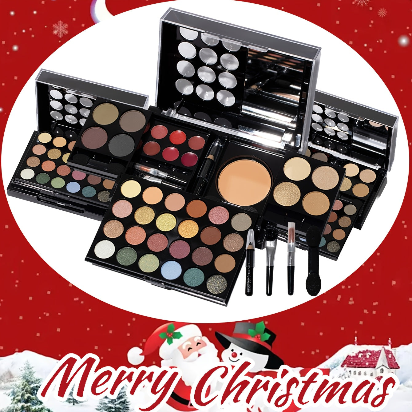 42 PCS Set Travel Pack Exquisite Multi-layer Foldable Makeup Set, Rich Color High Shine Matte Finish Lipstick, Eye Shadow, Blush, Highlight, Eyeliner, Etc., Your One-Stop Family Sharing Set, Beginners Must Have, New Year/Vale