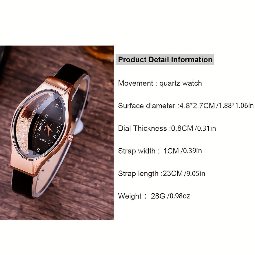 6pcs Women'S Fashionable Elegant Style Women'S Watch + Light Luxury Fashion Square Necklace Set, Suitable for Giving Her a Romantic Heartfelt Holiday Gift