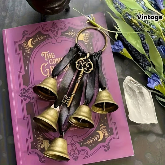 Bohemian Witch Bell Home Protection - Metal Wall Hanging with Ribbon, Attracts Positive Energy, Repels Negative Energy, Perfect Witchcraft Gift, Suitable for Room Decor