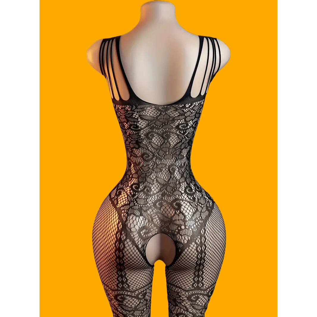 12pcs Women'S Lingerie Jumpsuit Set - Elegant Floral Pattern, Hollowed-Out Design, Romantic Fantasy, No Matching Set, Perfect for Bedroom Wear, Bedroom Attire|Floral Pattern Jumpsuit|Hollowed-Out Design, Lingerie Sets for Wom