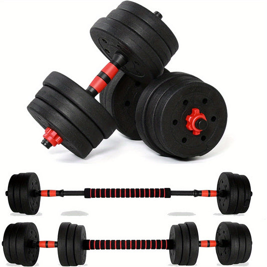 For Home Gym 20KG Dumbbells Barbell Set Adjustable Dumbbells Weights Set with Connecting Rod 2 in 1 Dumbbells and Barbell Set Weight Lifting Training Equipment Set for Men Women Home Fitness or Gym Workout