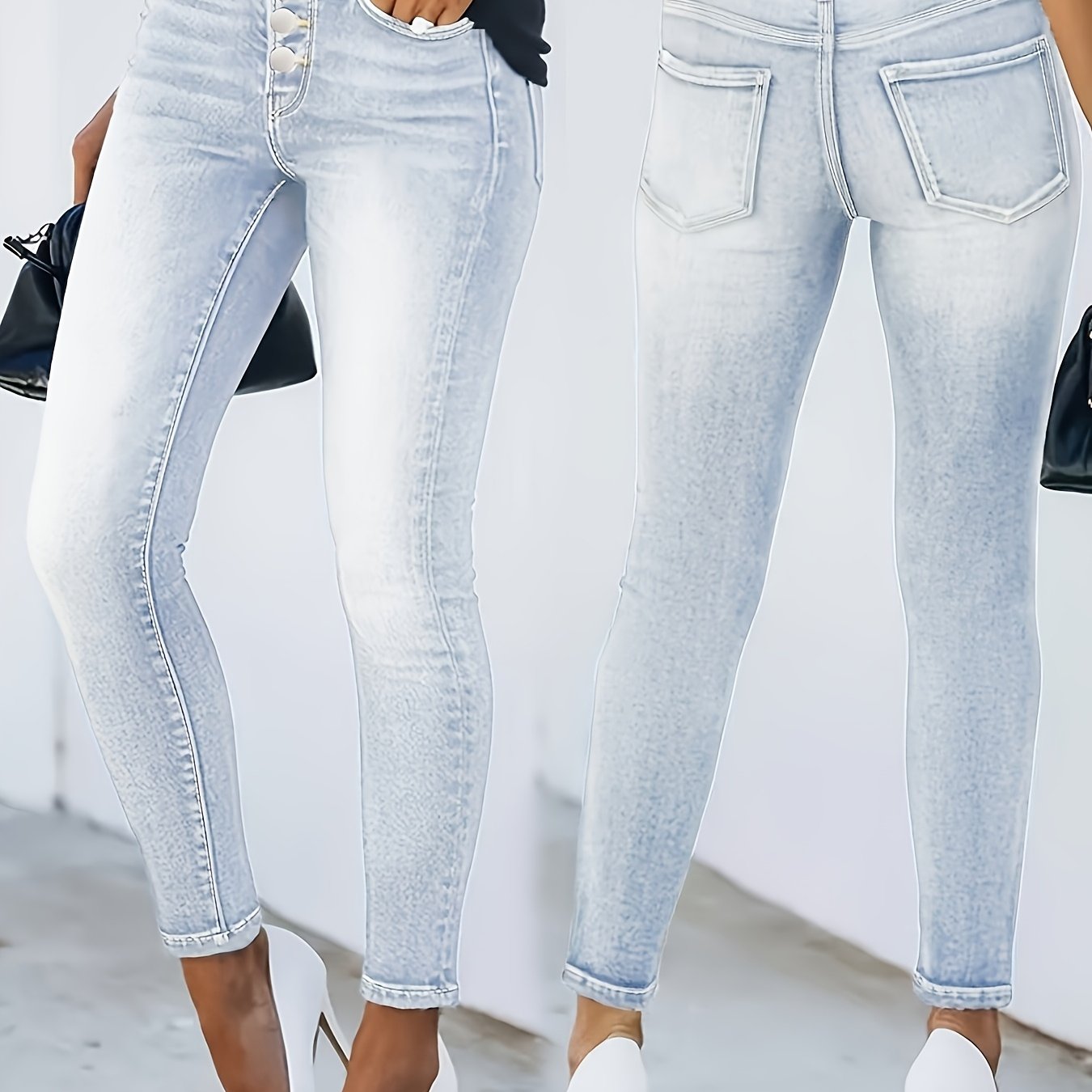 NEW UK Size Women Jeans Pants Button Closure Fashion Stretch Jeans Casual Apparel Streetwear Clothing