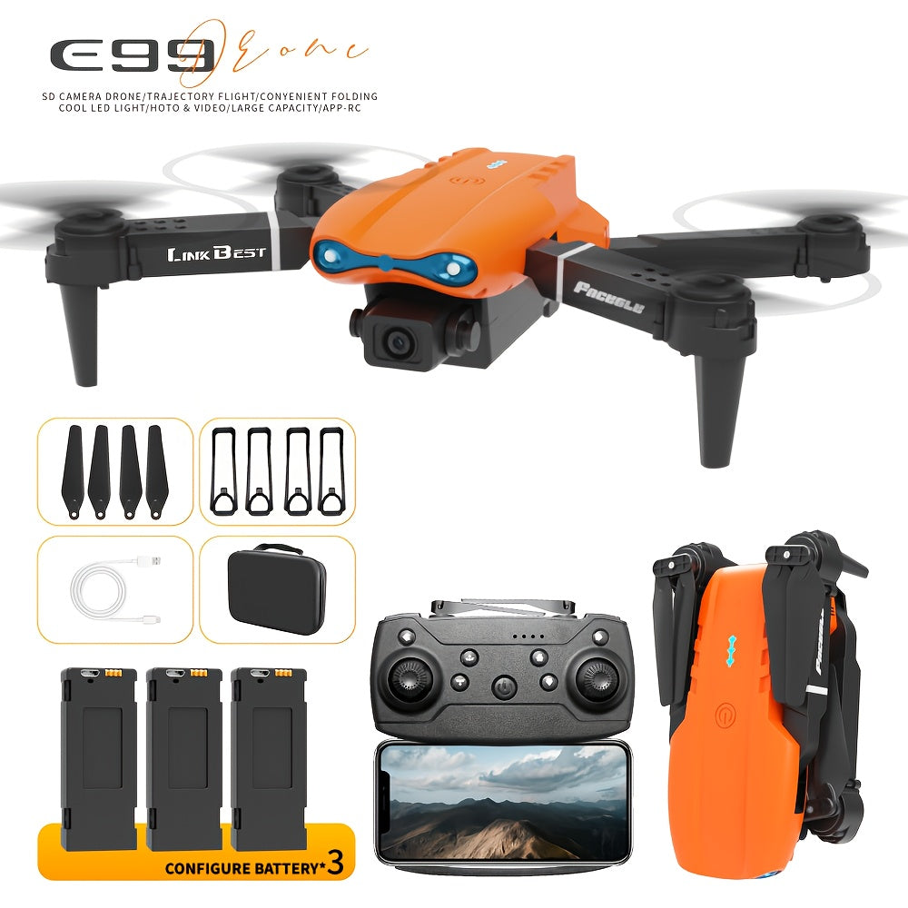 E99-PRO intelligent Drone + 3 Battery Set , Dual Cameras, Optical Flow Hover, 360 ° Flip, Folding Design, Perfectly Capturing Every Touching Moment, with Simple and Convenient Operation