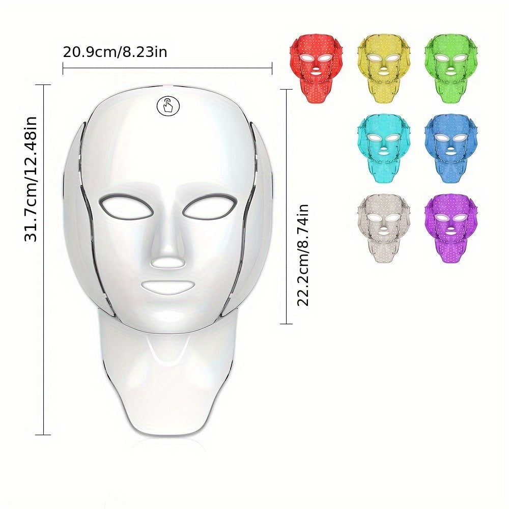 7-Color Multifunctional Portable Facial and Neck Mask Machine | USB Charging, 600mAh Rechargeable Battery, Touch Screen, Wireless, Reusable, Suitable for Both Men and Women, Ideal for Home and Salon Use, Perfect Valentine'S D