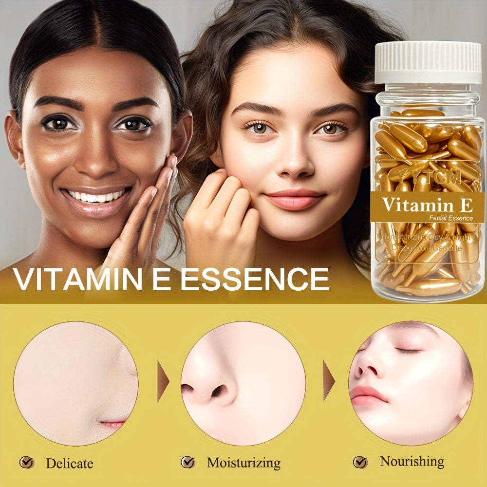90 PCS Set Vitamin E Capsule Serum, Hydrating & Moisturizing Facial Light Beige Essence All Light Beige Types, Gel Formula for Face, Body, Hands, Feet, Daily Skincare, Sleek Packaging, High Quality Capsules