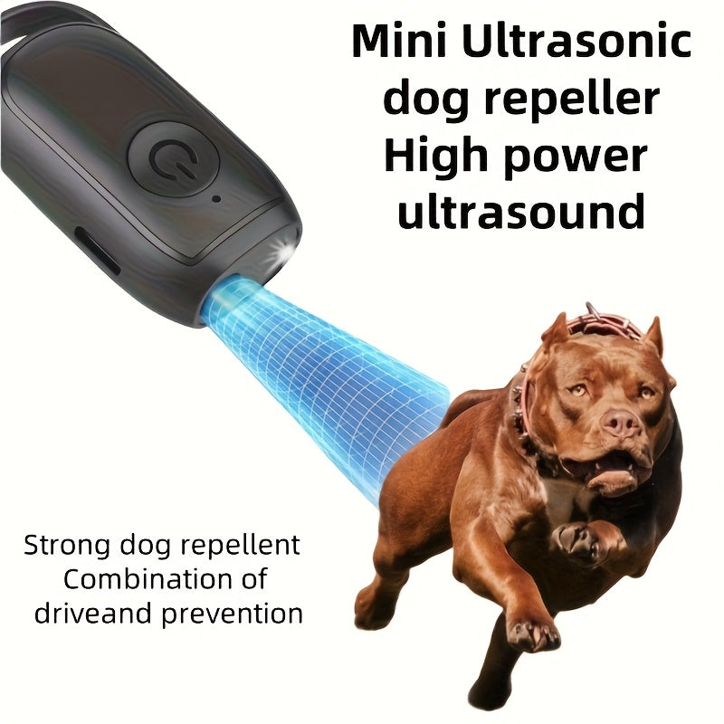 1pc Mini Soundwave technology Dog Repeller, Black - Suitable for Indoor & Outdoor Use, Anti-Barking with LED Light for Night Visibility, Portable and Compact