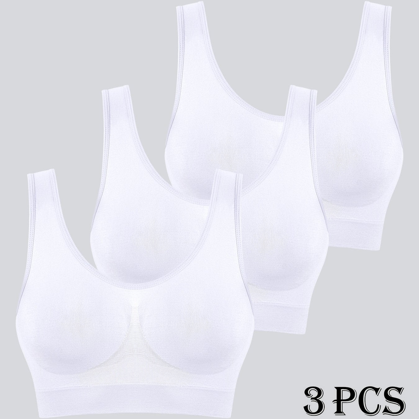 3 PCS Set M-2XL Plus Size Seamless Sports Bras for Women, Comfortable for Running, Thin Single-Layer Sports Underwear Outdoor Gym Yoga Cycling Bras